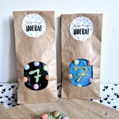 Craft blokbodem zak + venster |  5 stuks