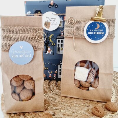 Craft blokbodem zak + venster |  5 stuks