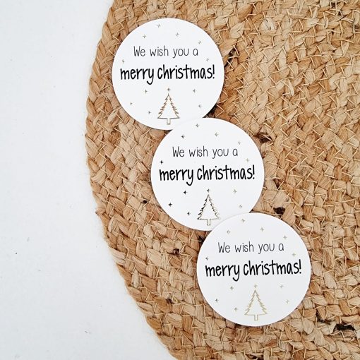 Cadeaulabel kerst (rond) | We wish you a merry christmas