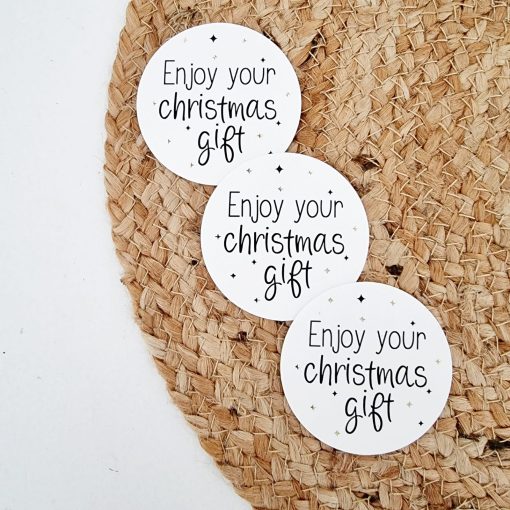 Cadeaulabel kerst (rond) | Enjoy your christmas gift