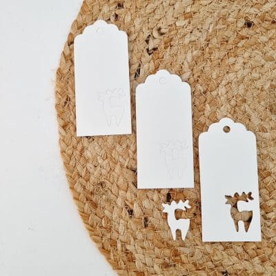 Cadeaulabel kerst | ponsvorm hert  | 5 stuks