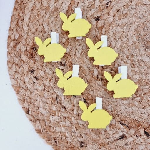 Knijper bunny | geel | 6 stuks