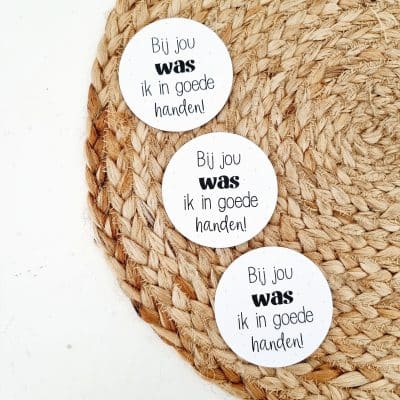 Cadeaulabel (rond) | Bij jou was ik in goede handen! | 3 stuks