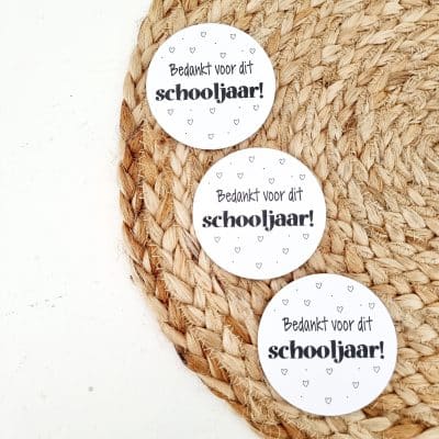 Cadeaulabel (rond) | Bedankt voor dit schooljaar! | 3 stuks