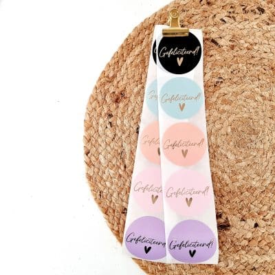 Sticker | Gefeliciteerd (5 varianten) | 10 stuks