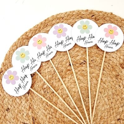 Traktatieprikker | smiley bloem