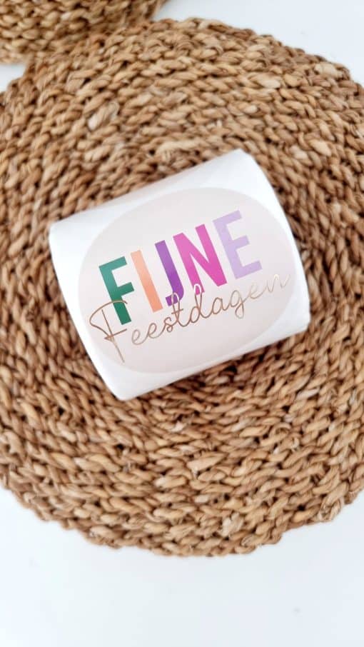 Kerststicker | Fijne Feestdagen funky colours | 10 stuks - Image 3