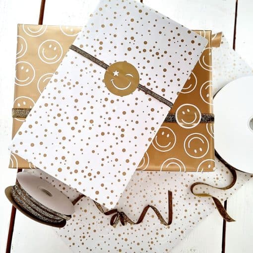 Cadeaupapier | smiley goud