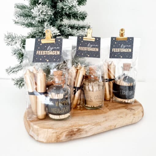 Kerstcadeautje | Lucifers - vlammend nieuwjaar + 3 gouden kaarsen - Image 2