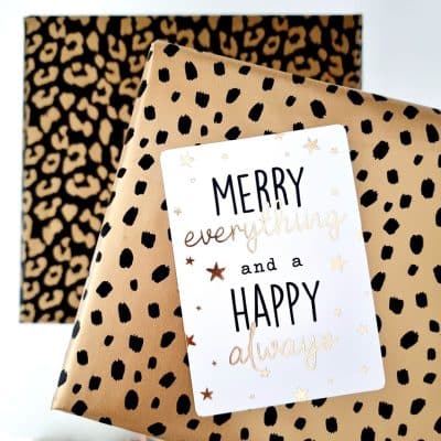 Cadeaukaartje kerst | Merry everything and a happy always | 3 stuks