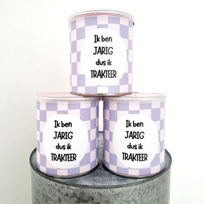 Pringles labels | vrolijke vakjes paars | 10 stuks