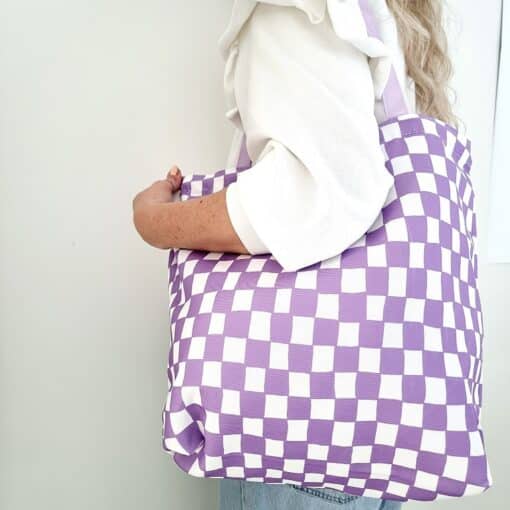 Canvas tas | paars-wit