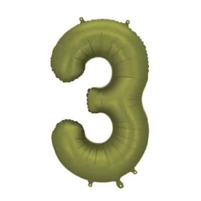 Cijferballon | Olijf groen | drie