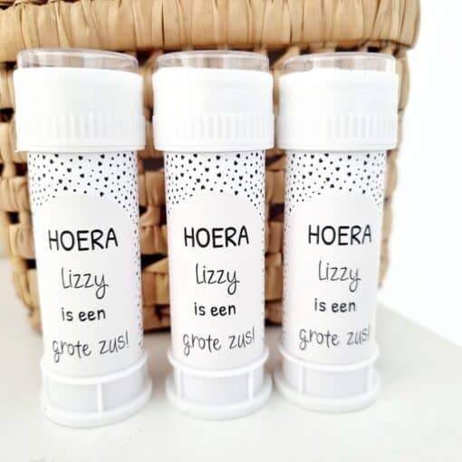 Bellenblaas met eigen tekst | Hoera ik ben een grote zus | 8  stuks - Image 2