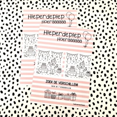 Feestkaart | Zoek de 7 verschillen |  6 stuks