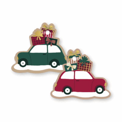 Cadeaulabel kerst | Auto met cadeaus | 3 stuks