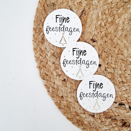 Cadeaulabel kerst (rond) | Fijne feestdagen