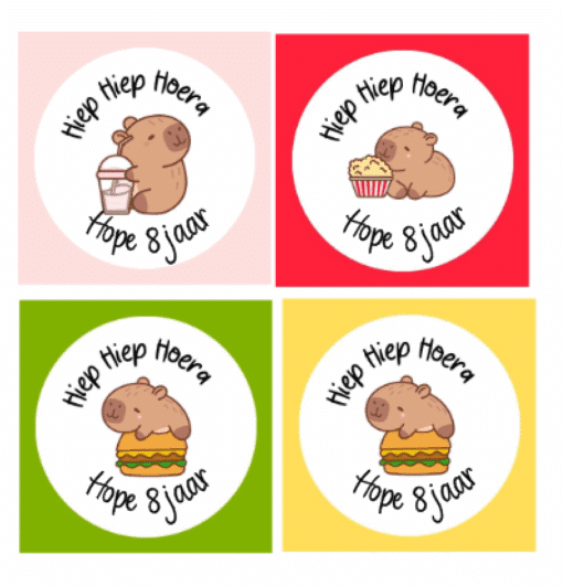 Verjaardag sticker met naam | Capybara
