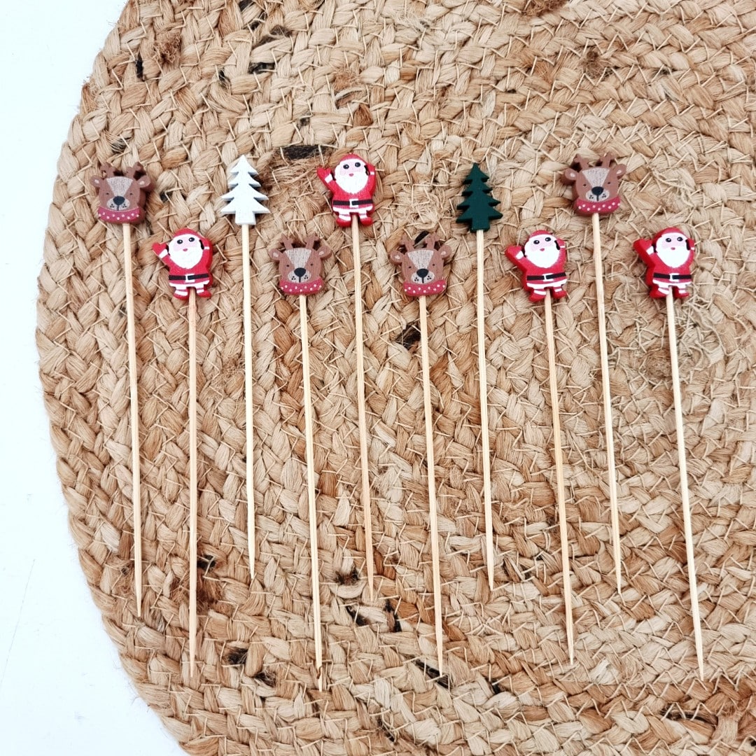 Kerstprikker | Rendier, kerstman en kerstboom