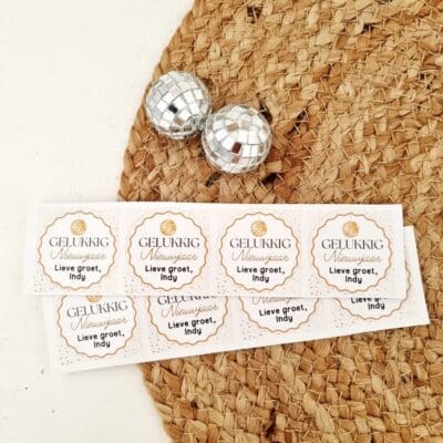 Kerststicker met naam  | Gelukkig nieuwjaar