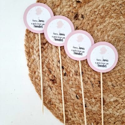 Traktatieprikker met naam | Geboorte - ballonnen