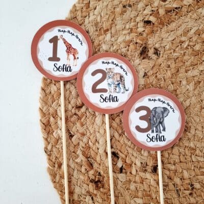 Traktatieprikker met naam | verjaardag - jungle
