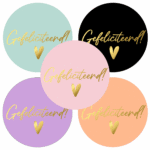 Sticker | Gefeliciteerd (5 varianten) | 10 stuks - Afbeelding 2