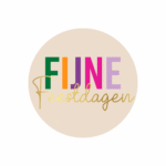 Kerststicker | Fijne Feestdagen funky colours | 10 stuks - Afbeelding 2