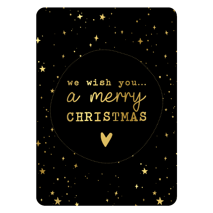 0030968_kp-wenskaarten-we-wish-you-a-merry-christmas-zwart-10-stuks Wenskaarten kerst | We wish you a merry christmas (Zwart) - Afbeelding 1
