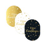 Kerststicker | Fijne feestdagen (ovaal) | 12 stuks - Afbeelding 2