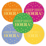 Sticker | Hiep hiep hoera - stippen | 10 stuks - Afbeelding 2
