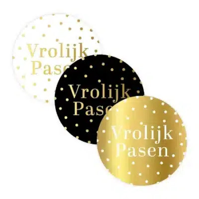 Sticker | Vrolijk pasen (goudfolie) | 12 stuks
