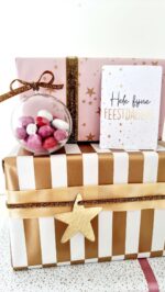 Cadeaupapier | festive blocks goud | 6 rollen - Afbeelding 2