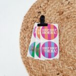Sticker | Hiep hiep hoera - strepen | 10 stuks