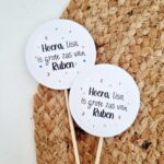 Traktatieprikker met naam | geboorte - maan