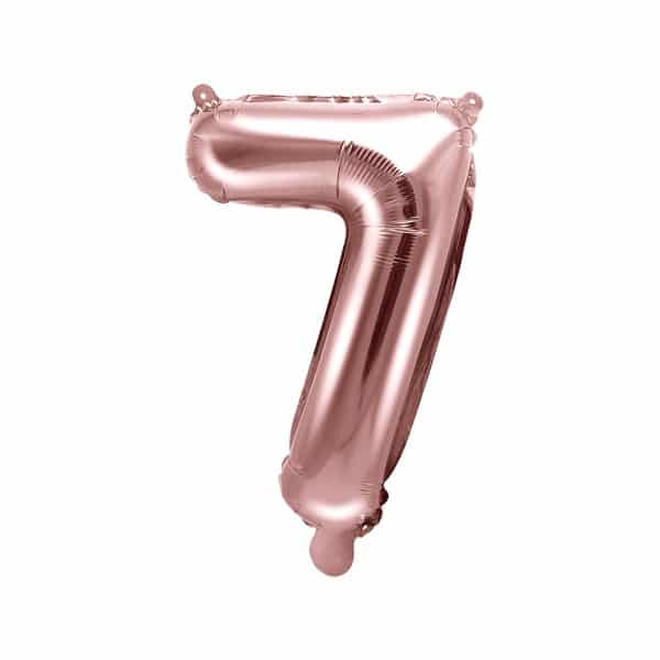 FB10M-7-019R_01_S Cijferballon | Roze-goud 35 cm | zeven - Afbeelding 1
