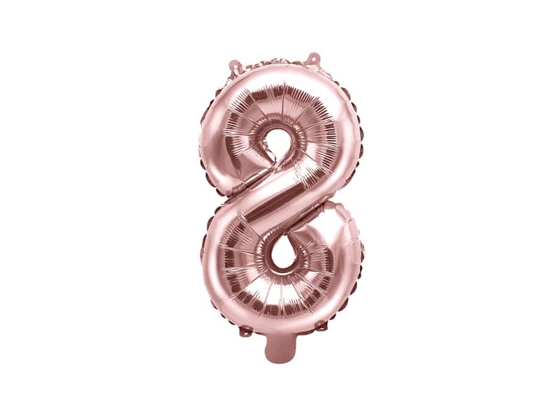 FB10M-8-019R_01_S Cijferballon | roze-goud | acht - Afbeelding 1