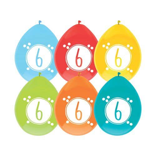 ballonnen-festive-colors-6-30cm-6st-7551-nl-G Ballonnen met cijfer | nummer 6 - Afbeelding 1