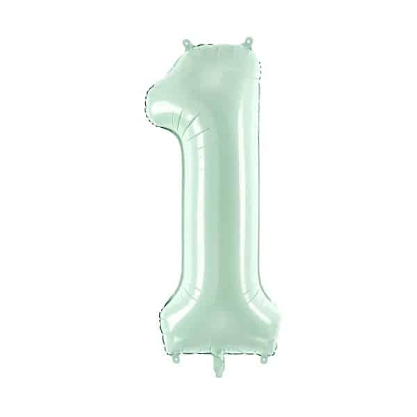 big_FB230G-1-012_01_S Cijferballon | Mint groen | één - Afbeelding 1