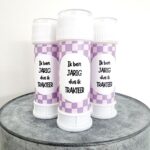 Bellenblaaslabel | vrolijke vakjes - paars | 8 stuks