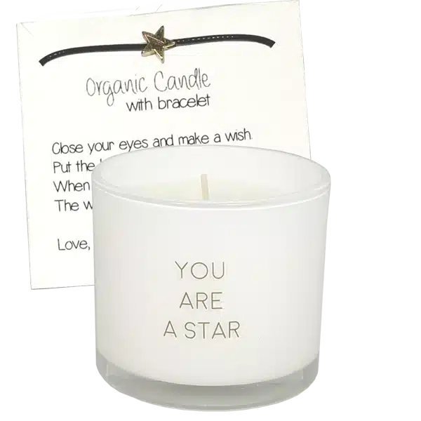 geurkaars-met-wens-armband-you-are-a-star-fresh-co-3 Geurkaars met armband | You are a star - Afbeelding 1