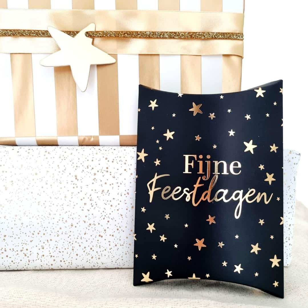gondeldoosje-1 Gondeldoosje | Fijne feestdagen (sterren) | 5 stuks - Afbeelding 1