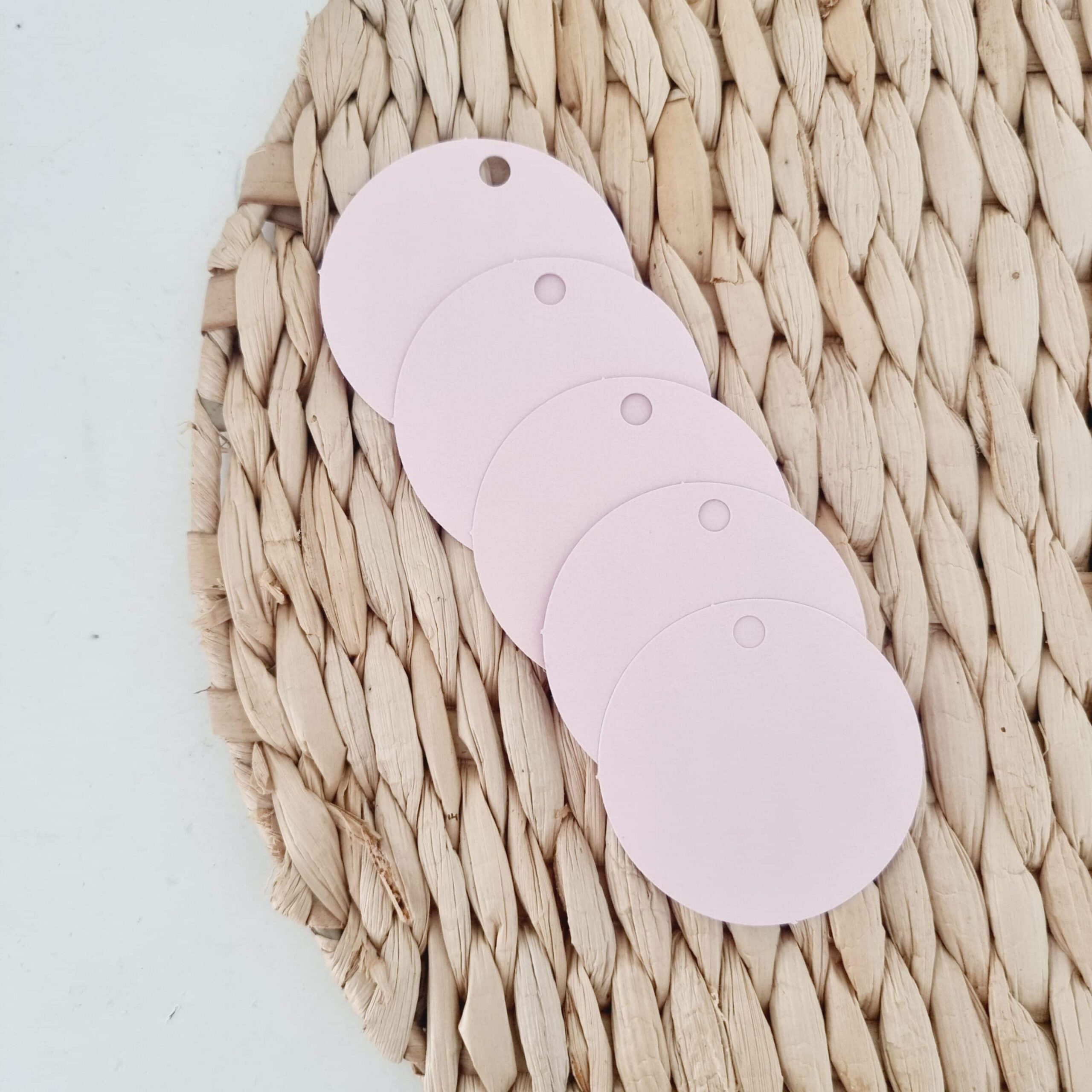 licht-roze-scaled Labels rond | licht roze | 5 stuks - Afbeelding 1