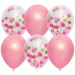 Ballonnen mix | roze + transparant met confetti