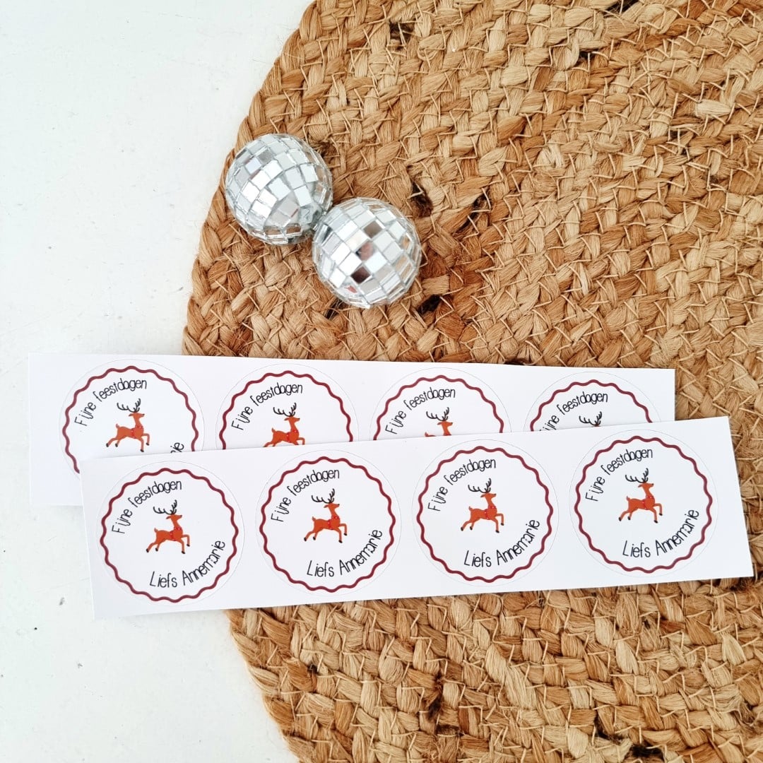 rendier Kerststicker met naam | Rendier - fijne feestdagen - Afbeelding 1