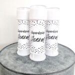 Bellenblaaslabel | thema zwart-wit | 8 stuks