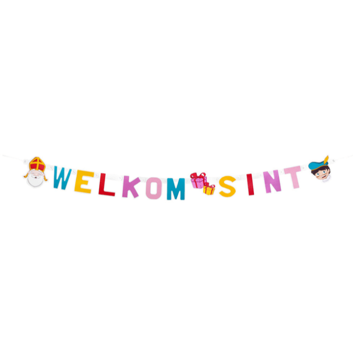 welkom-sint-en-piet-letterslinger Sinterklaas | Letterslinger Welkom sint en piet - Afbeelding 1