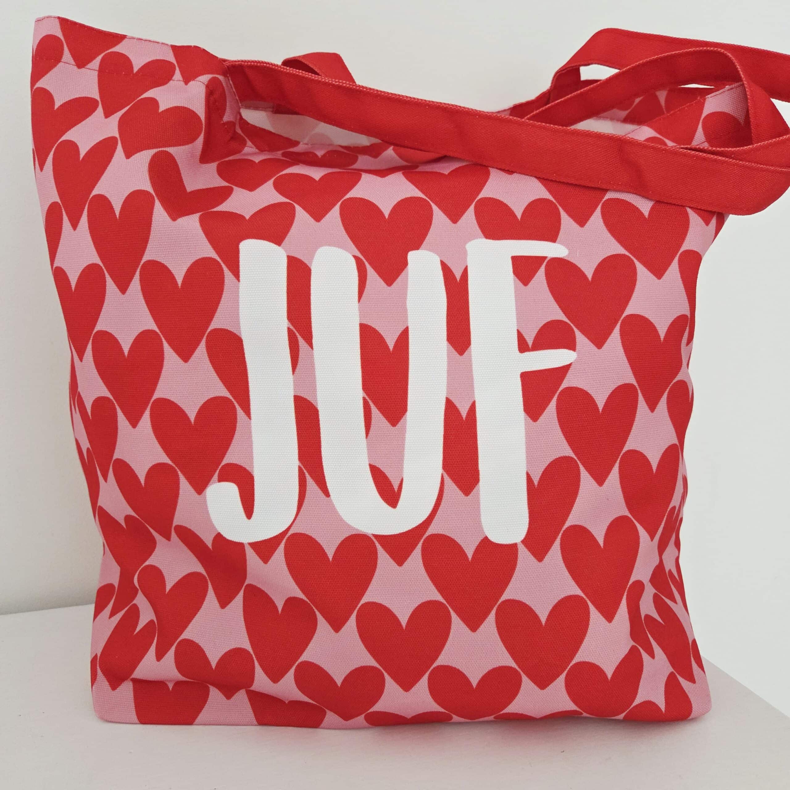20260611_151401 Canvas tas | Hartjes juf - Afbeelding 1