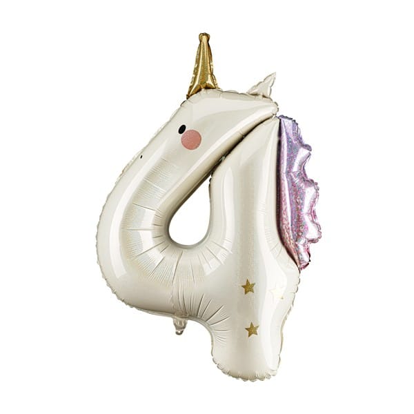 FB359-4_01_S Cijferballon | Unicorn | Vier - Afbeelding 1