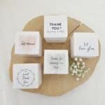 Bruiloftsbedankje | Witte doosjes - lange sticker | 10 stuks